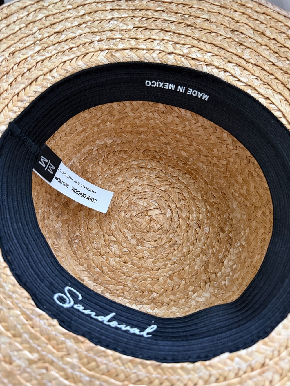 Straw Boater Hat with Black Band - S Accent - Picture 6 of 10